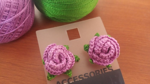 Crochet Cute Stud Rose Earrings