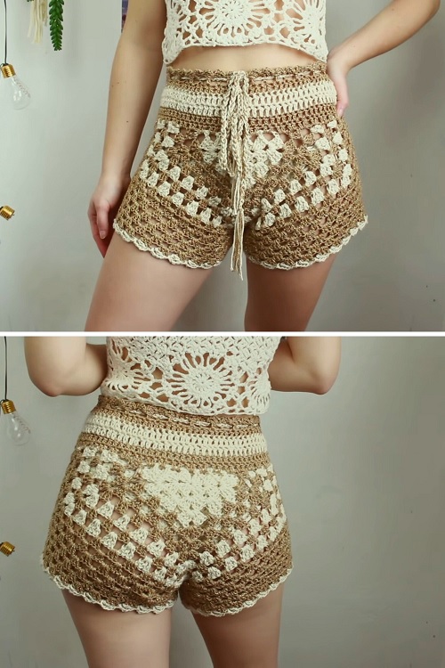 High-Waisted crochet Shorts pattern