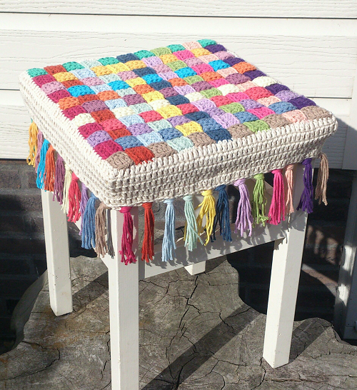 DIY Crochet Stool Cover Ideas 3