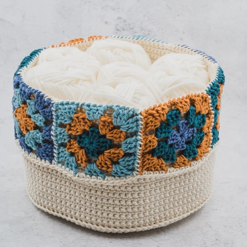Granny Square Yarn Storage Basket