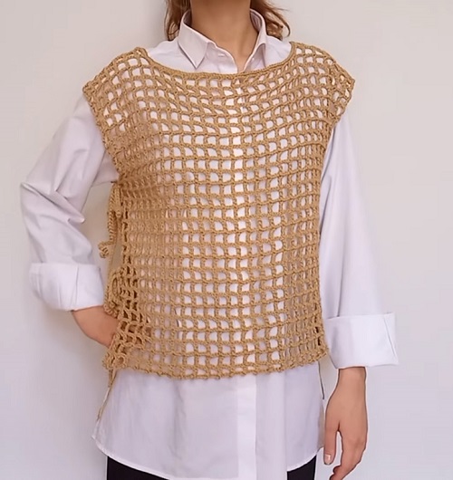 Easy Crochet Mesh Top/Tie Vest