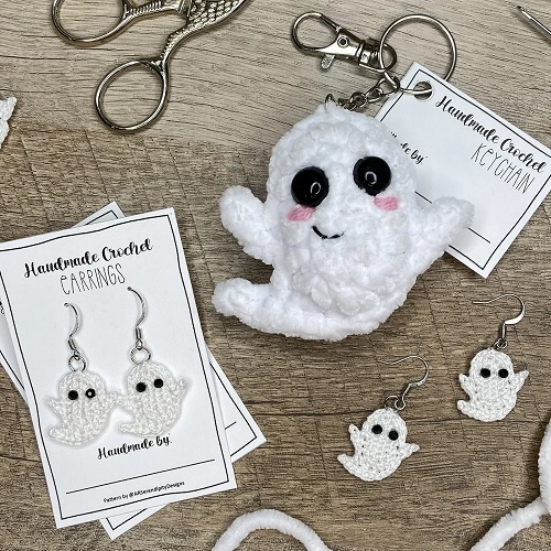 Ghost Earrings and Keychain