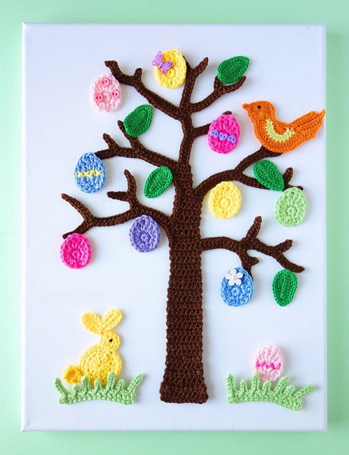 crochet-easter-tree-wall-art