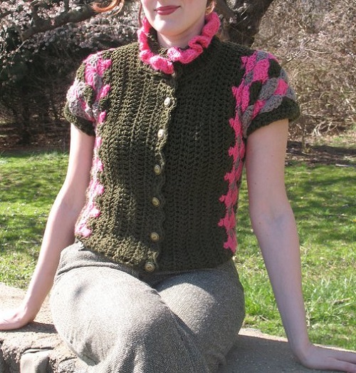 Puffed sleeve cardigan