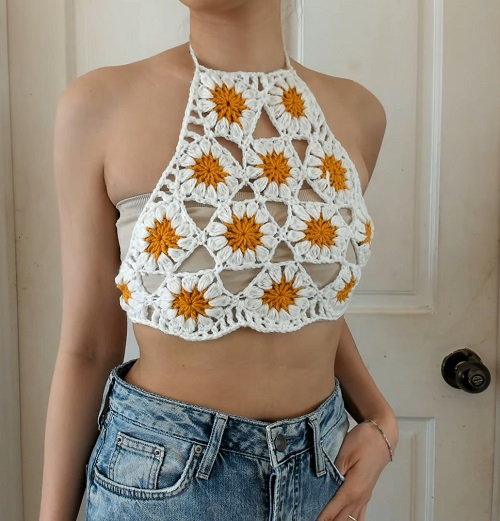 Crochet Daisy Halter Top