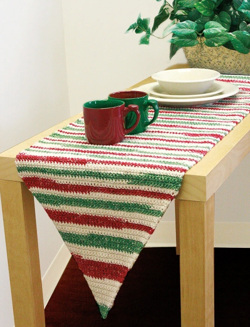 Crochet Holiday Striped Table Runner