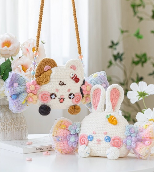 crochet cute cat bags