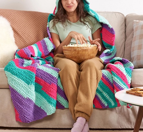 Wrap and Relax Hooded Crochet Throw