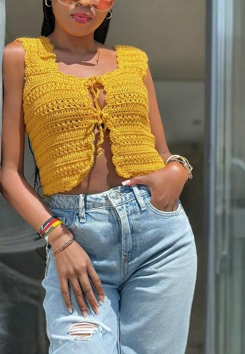 Crochet Front Tie 2 in 1 Shell Top