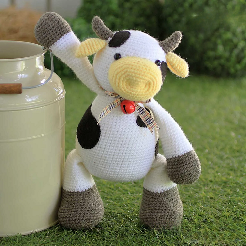 white crochet cow