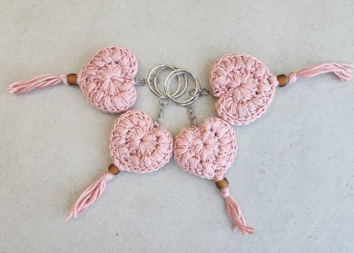 Free Crochet Heart Keychain With Tassel