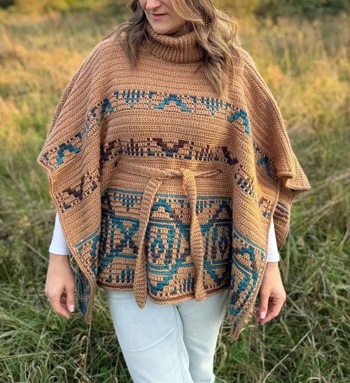 Crochet Poncho Pattern Made From Two Rectangles