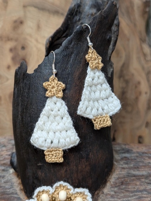 Micro Crochet Christmas Tree Earrings