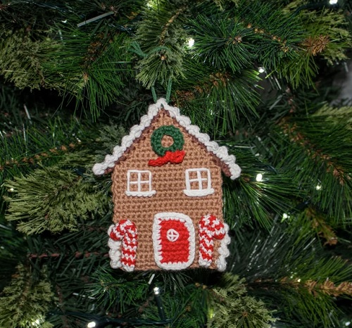 Gingerbread House Crochet Christmas Ornament