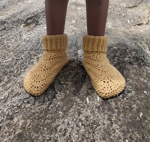 Crochet Kids Slippers Boots Worked Flat