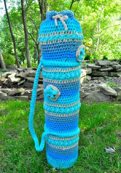 Crochet Yoga Mat Floral Bag