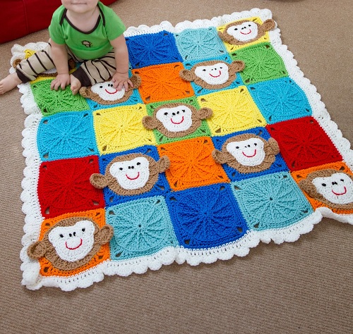 Monkey Around Crochet Baby Blanket