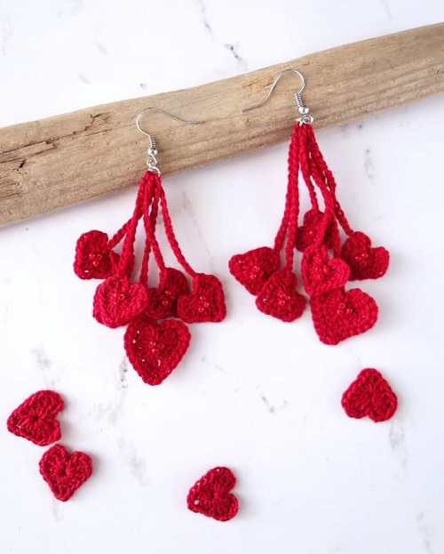 Crochet Heart Earring Free Patterns 2
