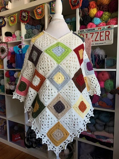 Granny square crochet poncho patterns