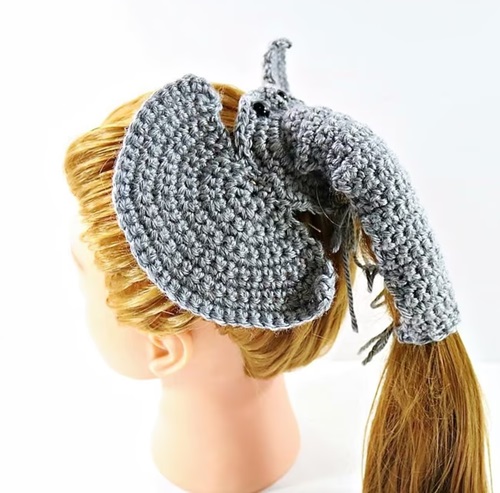 Amazing Elephant Crochet Hair tie