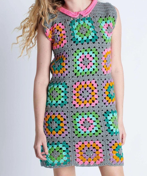 Crochet Granny Square Mini Dress Free Patterns
