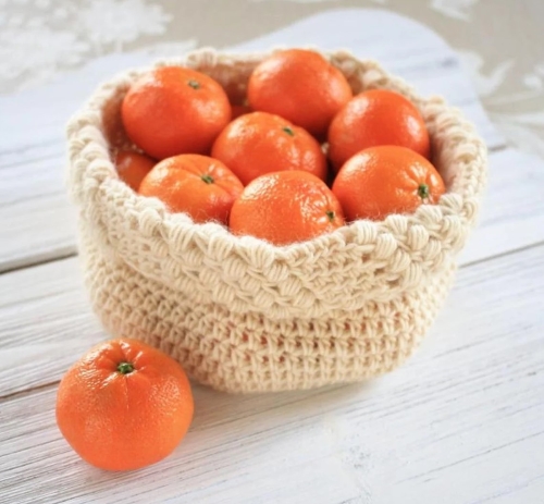 Gathered Buds Crochet Basket