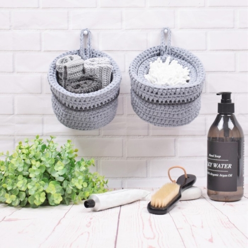 Crochet Hanging Bathroom Storage Baskets