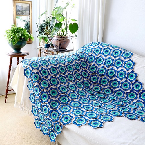 Flowering Peacock Feather Afghan