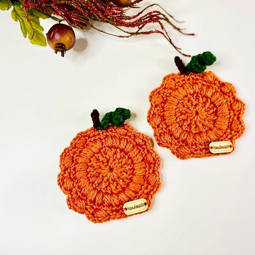 crochet pumpkin coasters free patterns 3