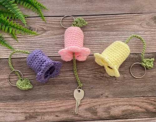 floral crochet key holder