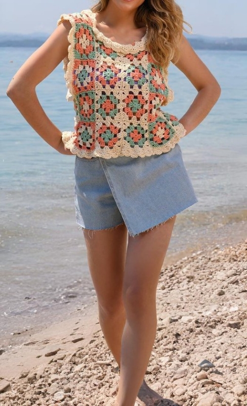 Granny Square Top Crochet Pattern
