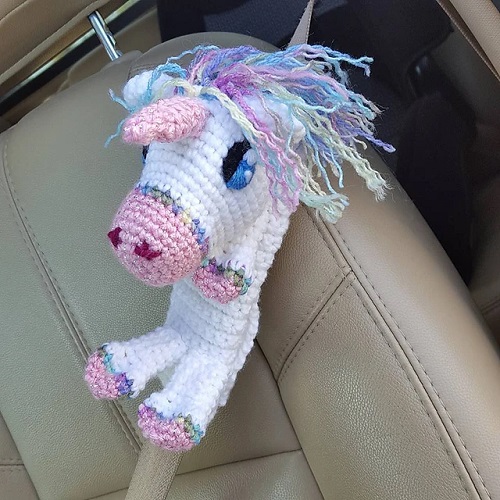 Crochet Unicorn Seatbelt Cover
