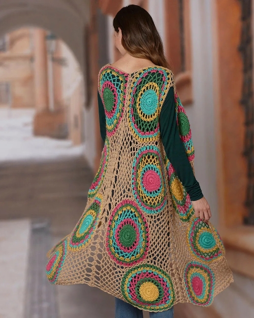 Crochet Rainbow Circle Vest Pattern